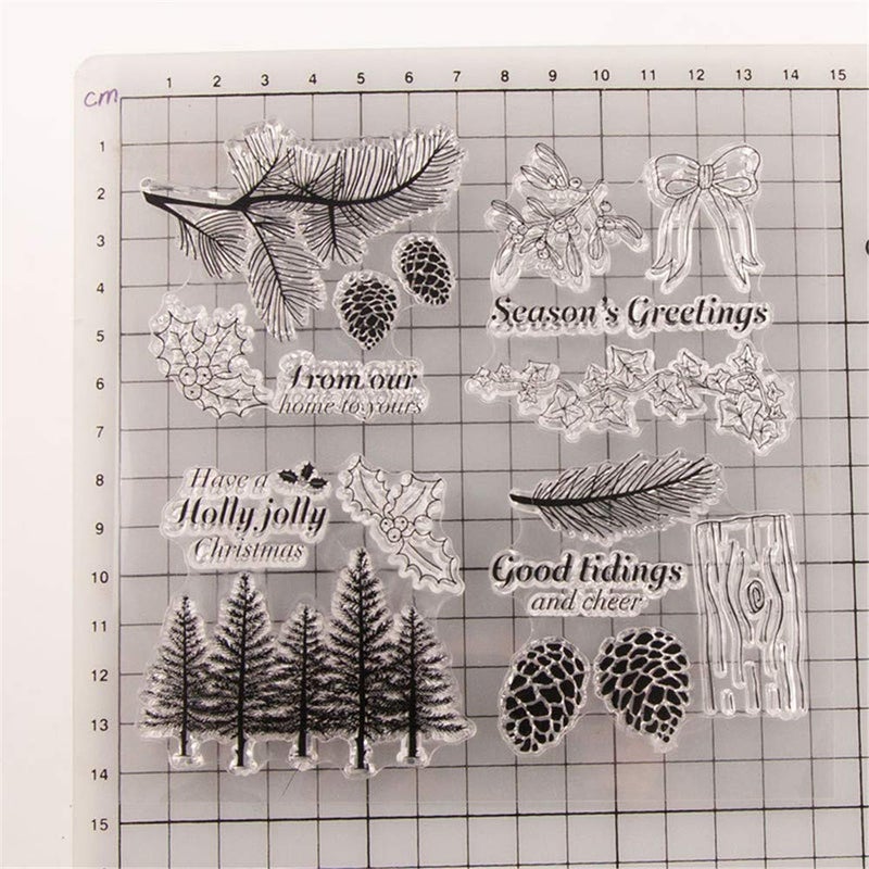 Arrietty Winter Trees Berry Branch Clear Stamps for Card Making or Journaling Christmas Leaves Nuts Rubber Stamps Evergreen Silicone Stamps for Journals Tags DIY Scrapbooking Paper Crafts Decoration - Image 2